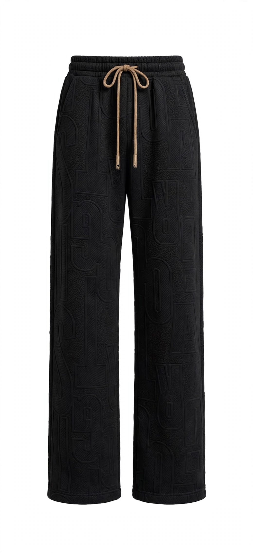 Men's Straight Leg Jacquard Trousers – Elastic Waist Casual Pants