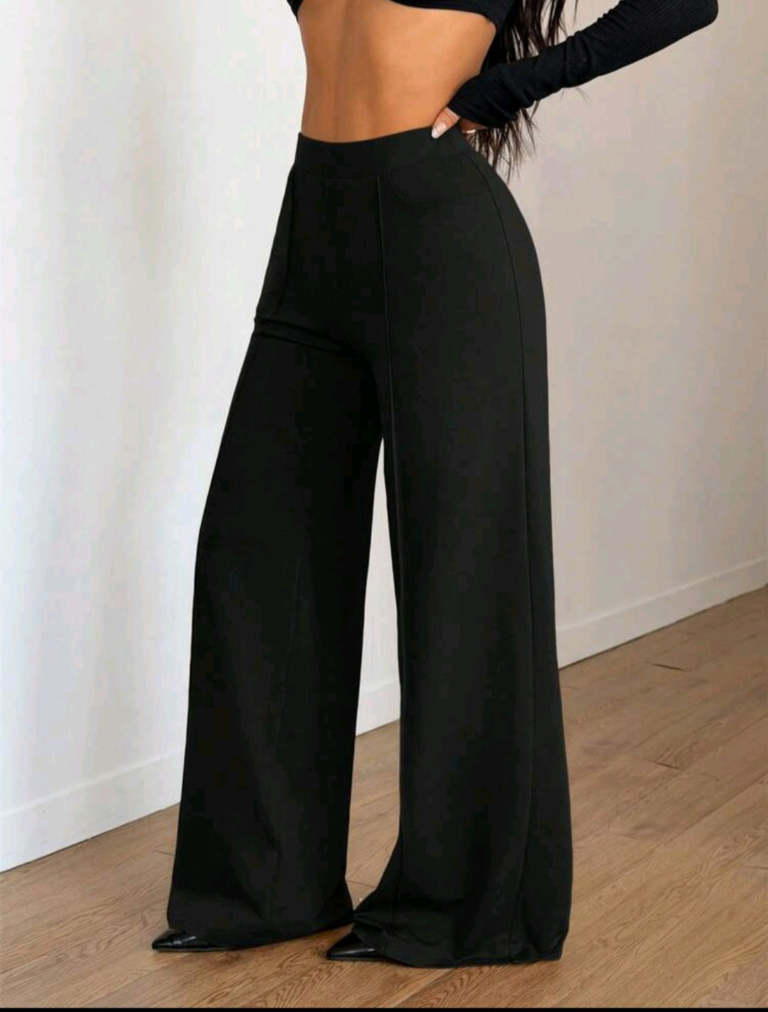 Women's High-Waist Wide Leg Pants – Elastic Waist, Real Pockets, Quiet Luxury