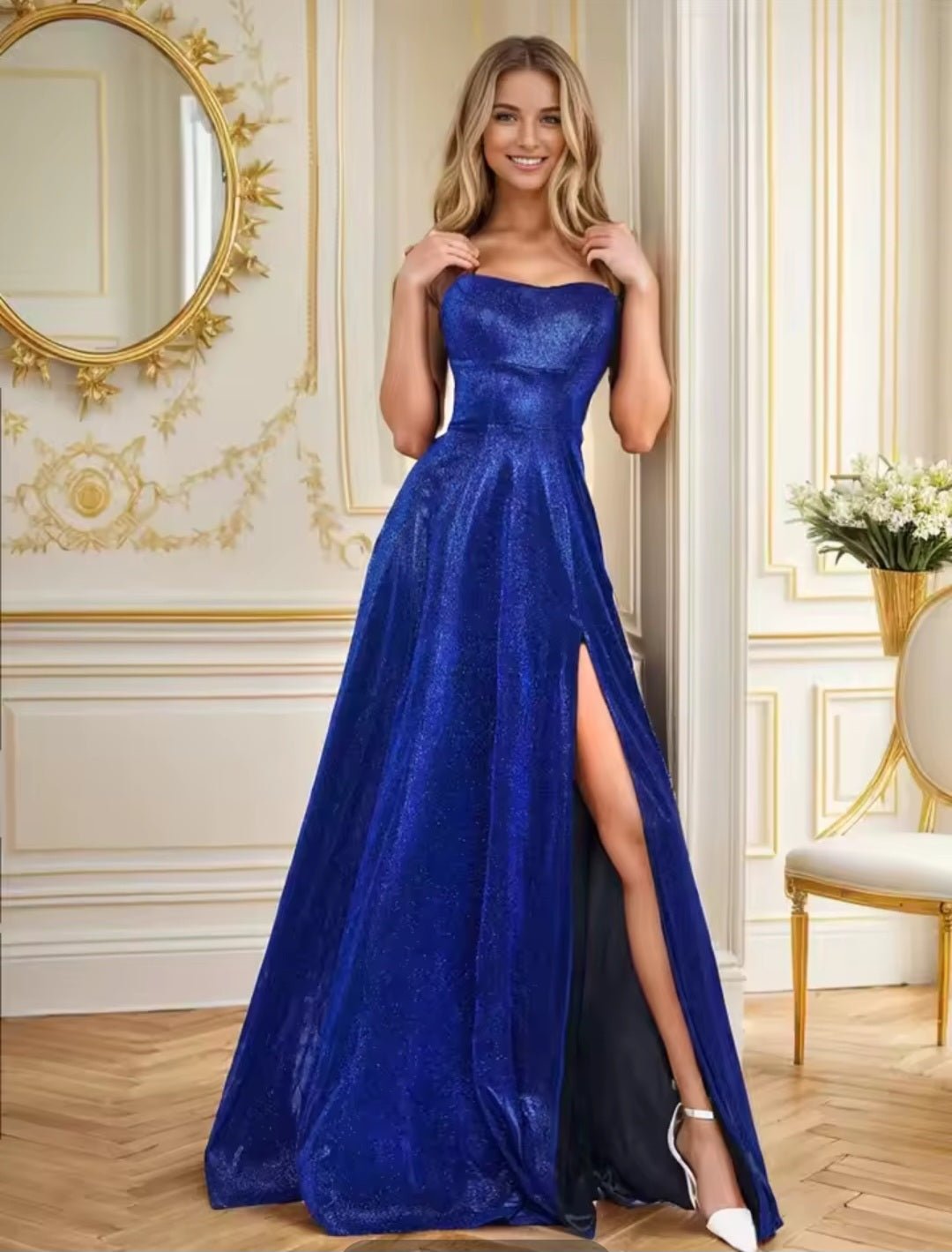 Women's Evening Dress 2025 - Suspender Backless High Split Party Banquet Dress - GLITCH - BELLE