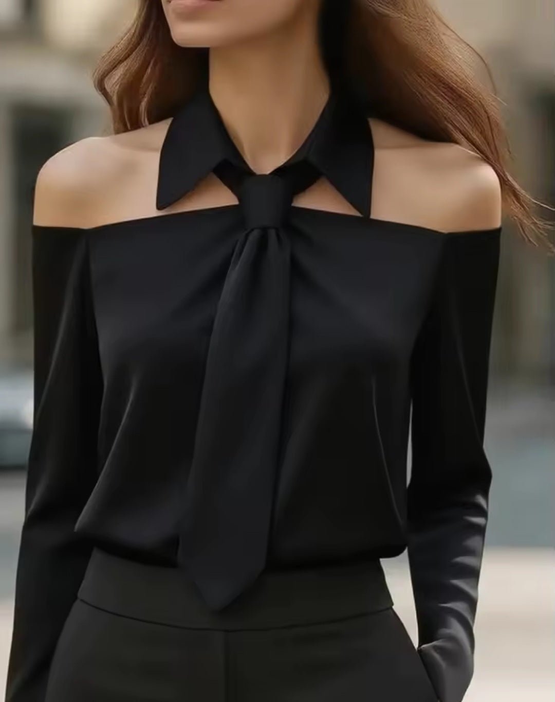 Halter Neck Tie Sleeveless Blouse – Women's Lapel Camisole Tank Top - GLITCH - BELLE
