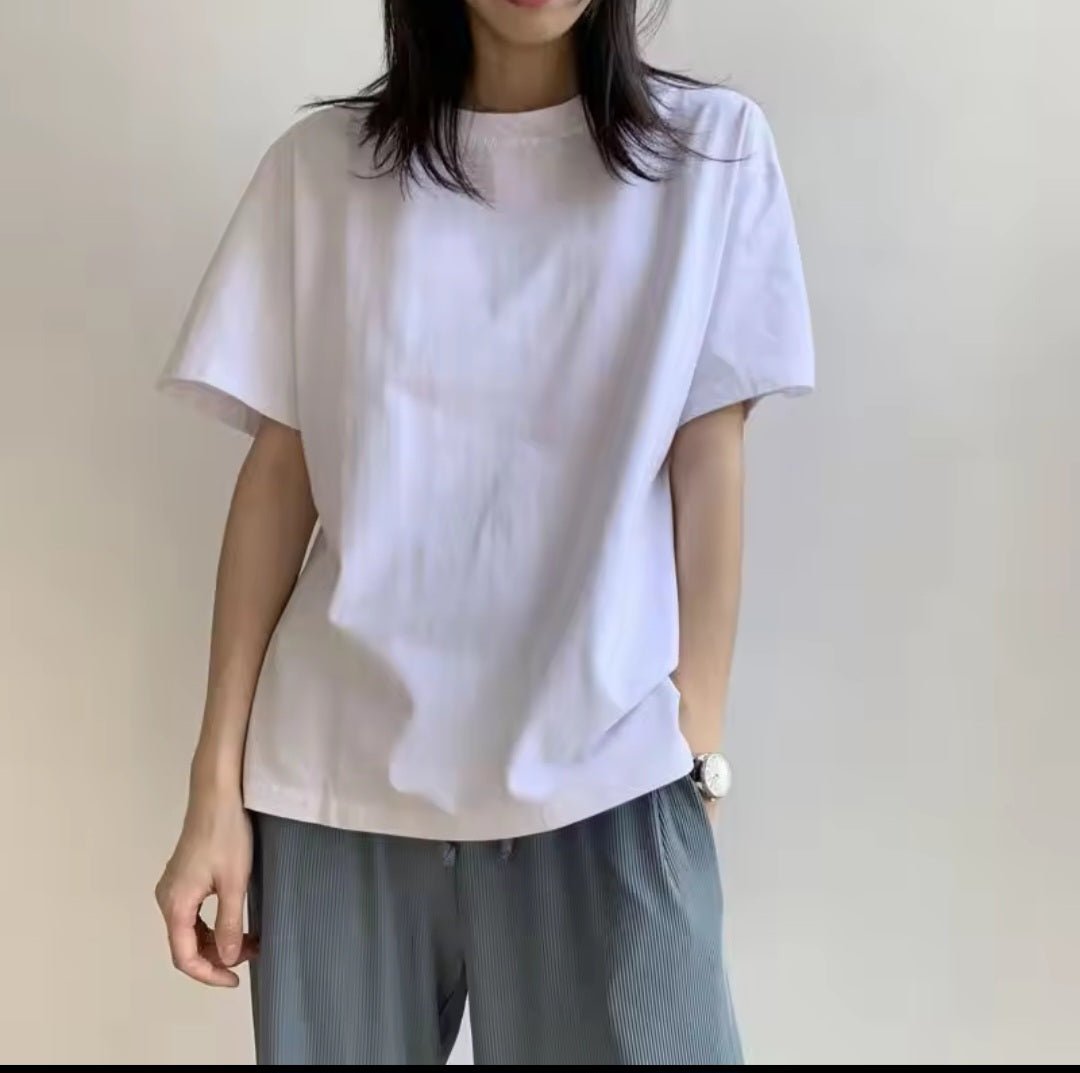 100% Cotton Crew Neck Basic T-Shirt - GLITCH - BELLE