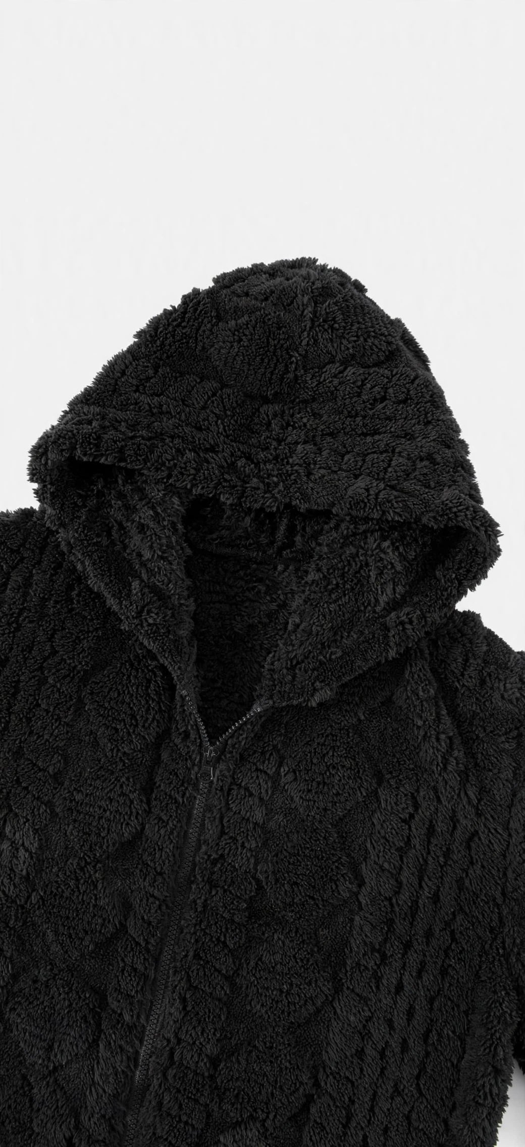 Jacquard Plush Zip-Up Hoodie Cardigan – Men's