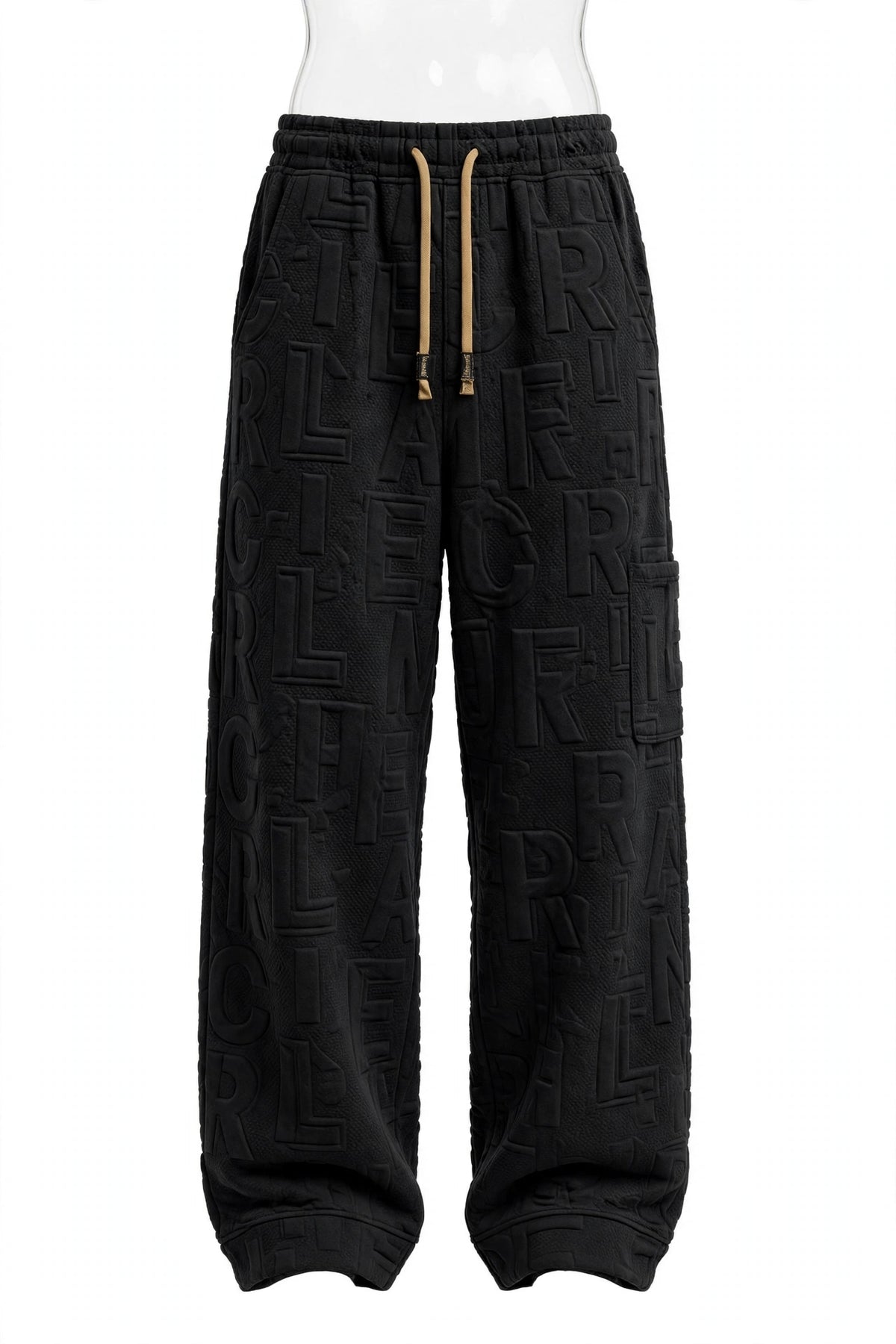 Men's Straight Leg Jacquard Trousers – Elastic Waist Casual Pants