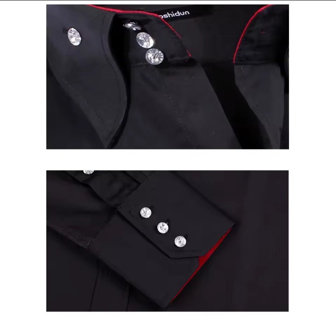 Men's Button - Down Dress Shirt Slim Fit | Formal Business Long Sleeve - GLITCH - BELLE