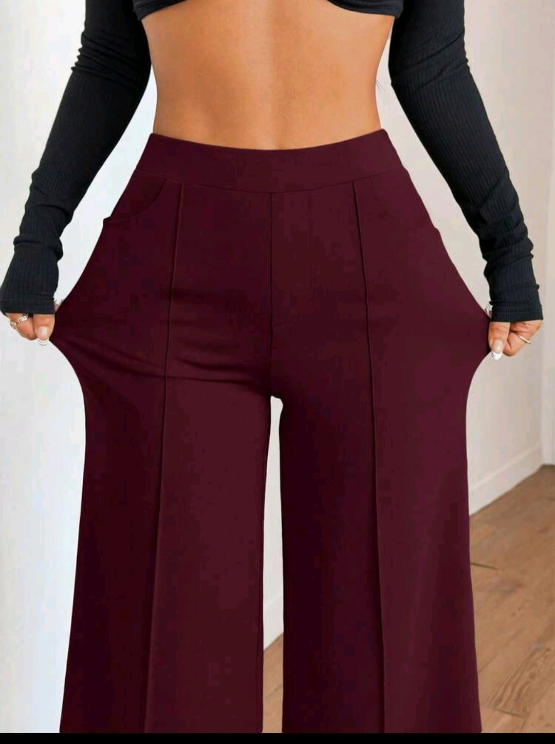 Women's High-Waist Wide Leg Pants – Elastic Waist, Real Pockets, Quiet Luxury