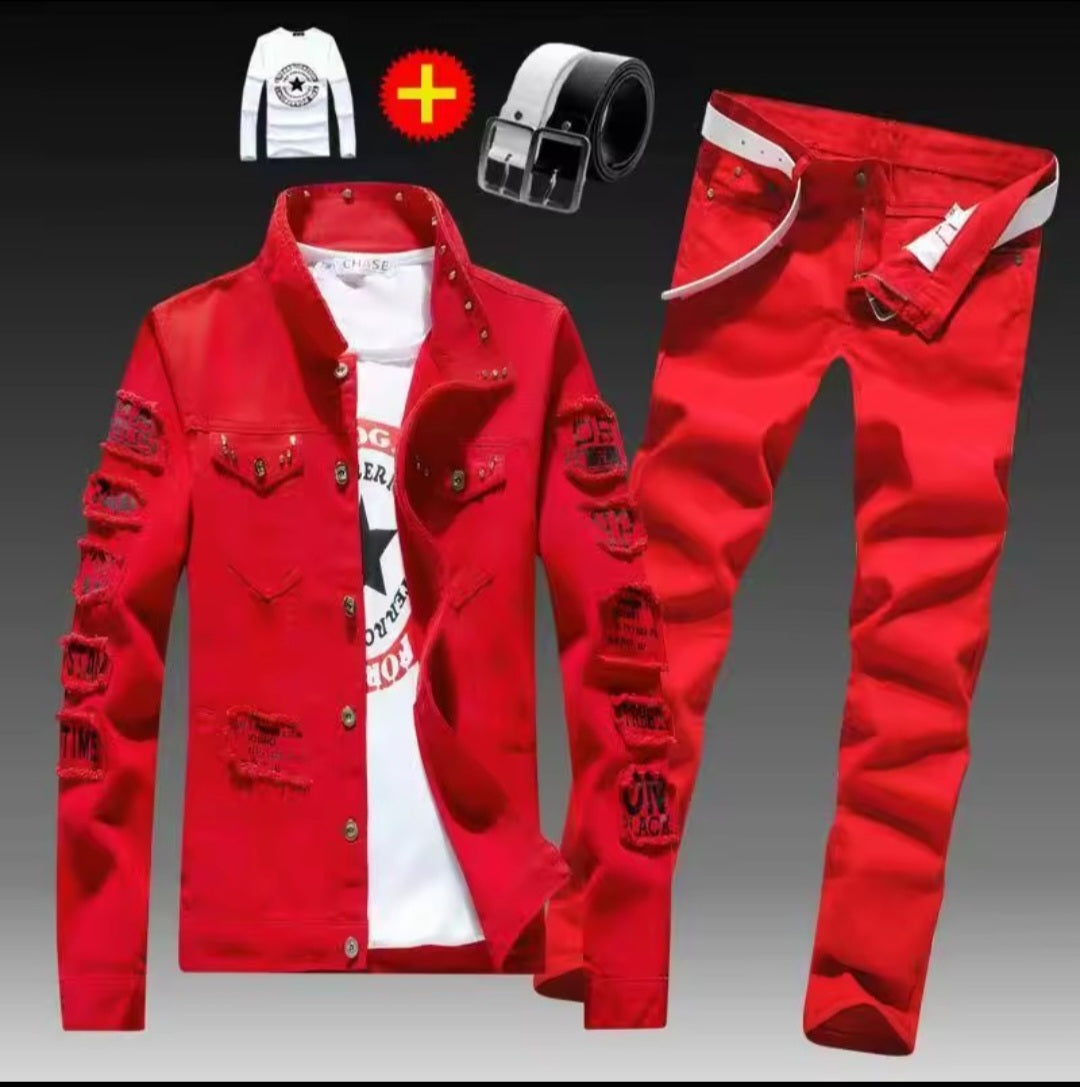 Men's Denim Jacket & Jeans Two-Piece Set | Spring Autumn Fashion Suit