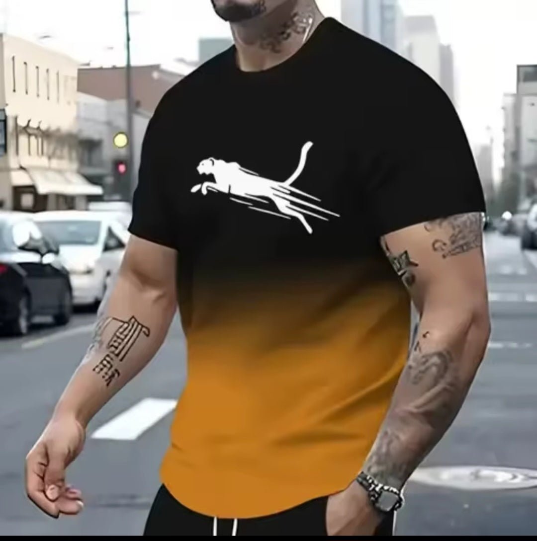 Men's 3D Animal Print Oversized Street Tee - GLITCH - BELLE