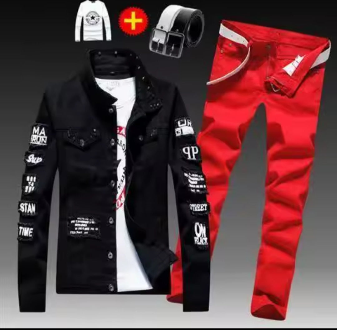 Men's Denim Jacket & Jeans Two-Piece Set | Spring Autumn Fashion Suit
