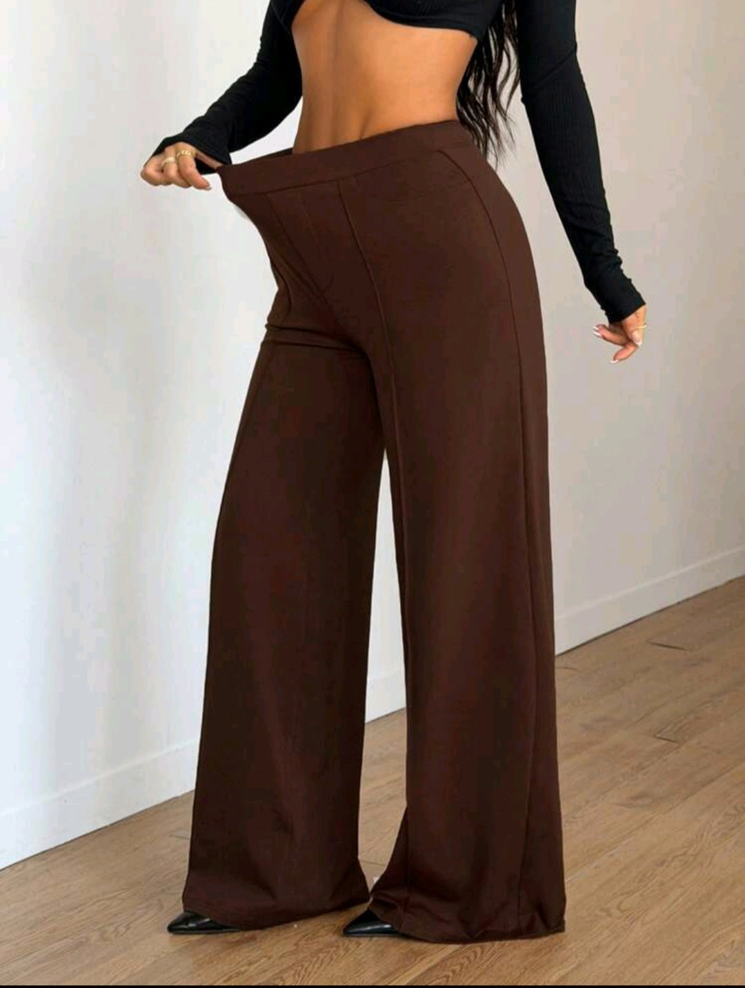 Women's High-Waist Wide Leg Pants – Elastic Waist, Real Pockets, Quiet Luxury