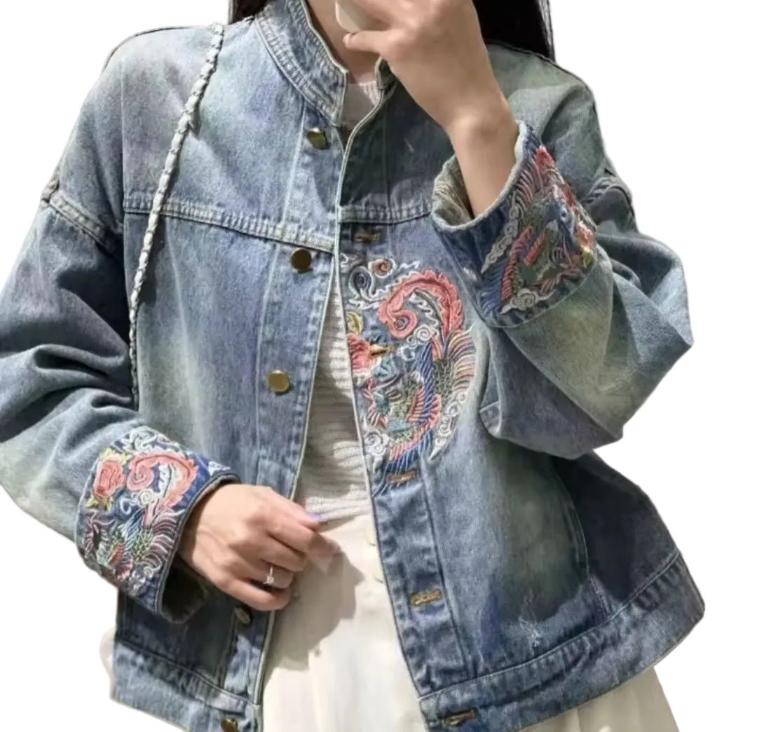 Embroidery Denim Jacket – Chinese Retro National Style - GLITCH - BELLE
