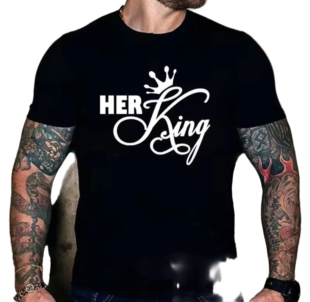 Her King His Queen Couples T-Shirt - GLITCH - BELLE