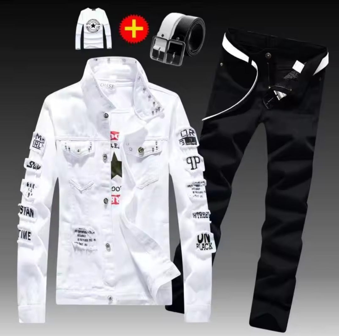 Men's Denim Jacket & Jeans Two-Piece Set | Spring Autumn Fashion Suit