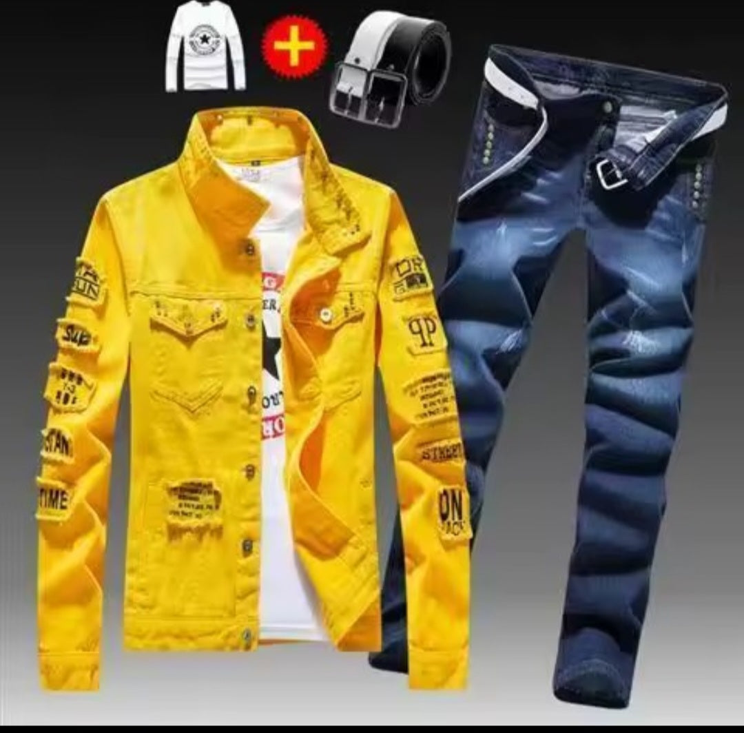 Men's Denim Jacket & Jeans Two-Piece Set | Spring Autumn Fashion Suit