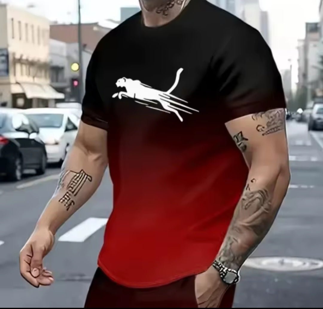 Men's 3D Animal Print Oversized Street Tee - GLITCH - BELLE