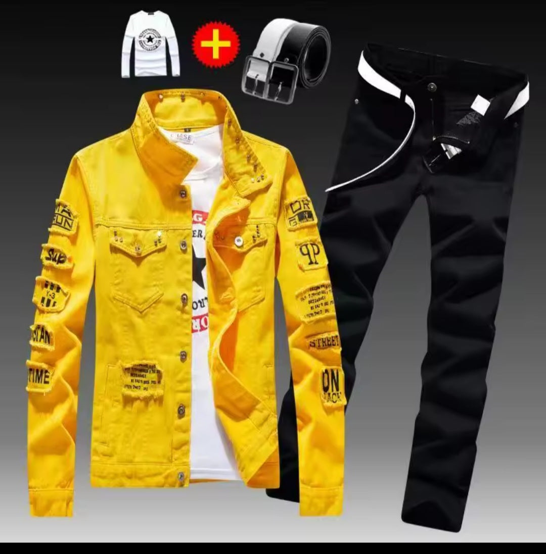 Men's Denim Jacket & Jeans Two-Piece Set | Spring Autumn Fashion Suit