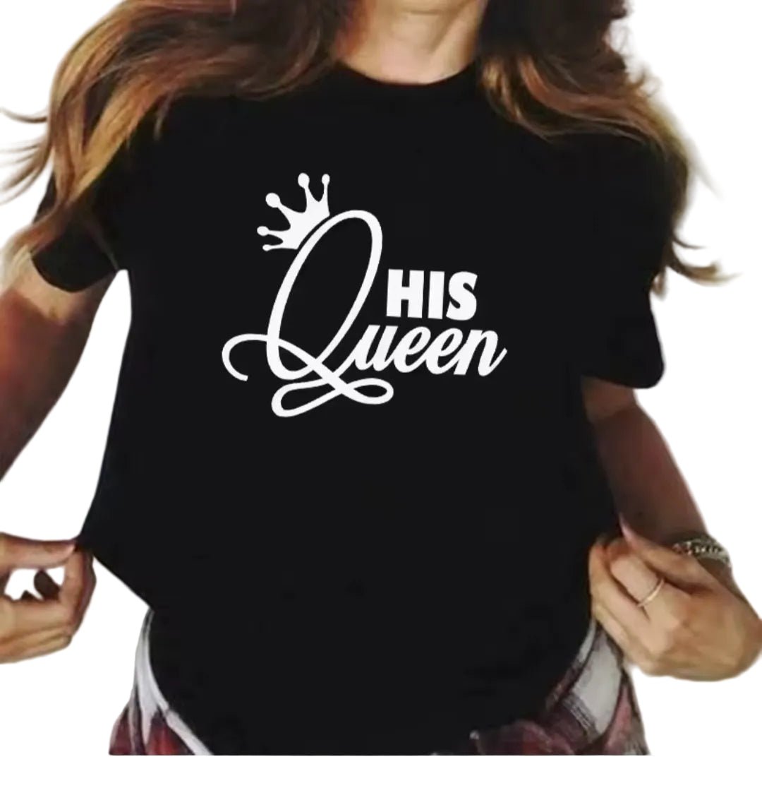 Her King His Queen Couples T-Shirt - GLITCH - BELLE