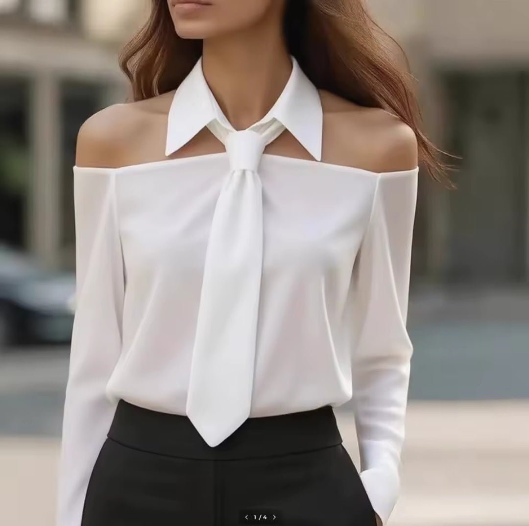 Halter Neck Tie Sleeveless Blouse – Women's Lapel Camisole Tank Top - GLITCH - BELLE