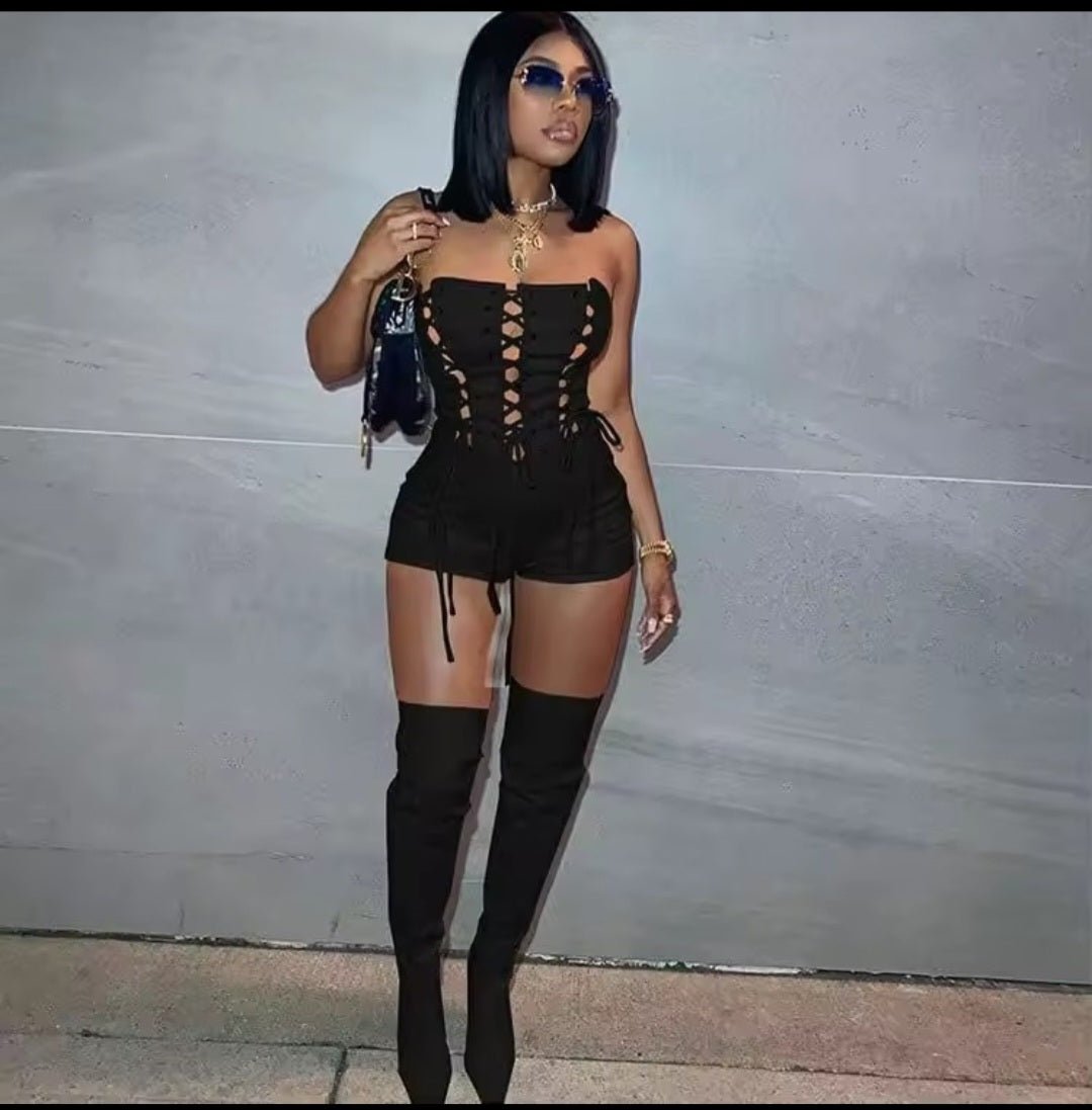 Mesh Bodycon Short Jumpsuit - GLITCH - BELLE