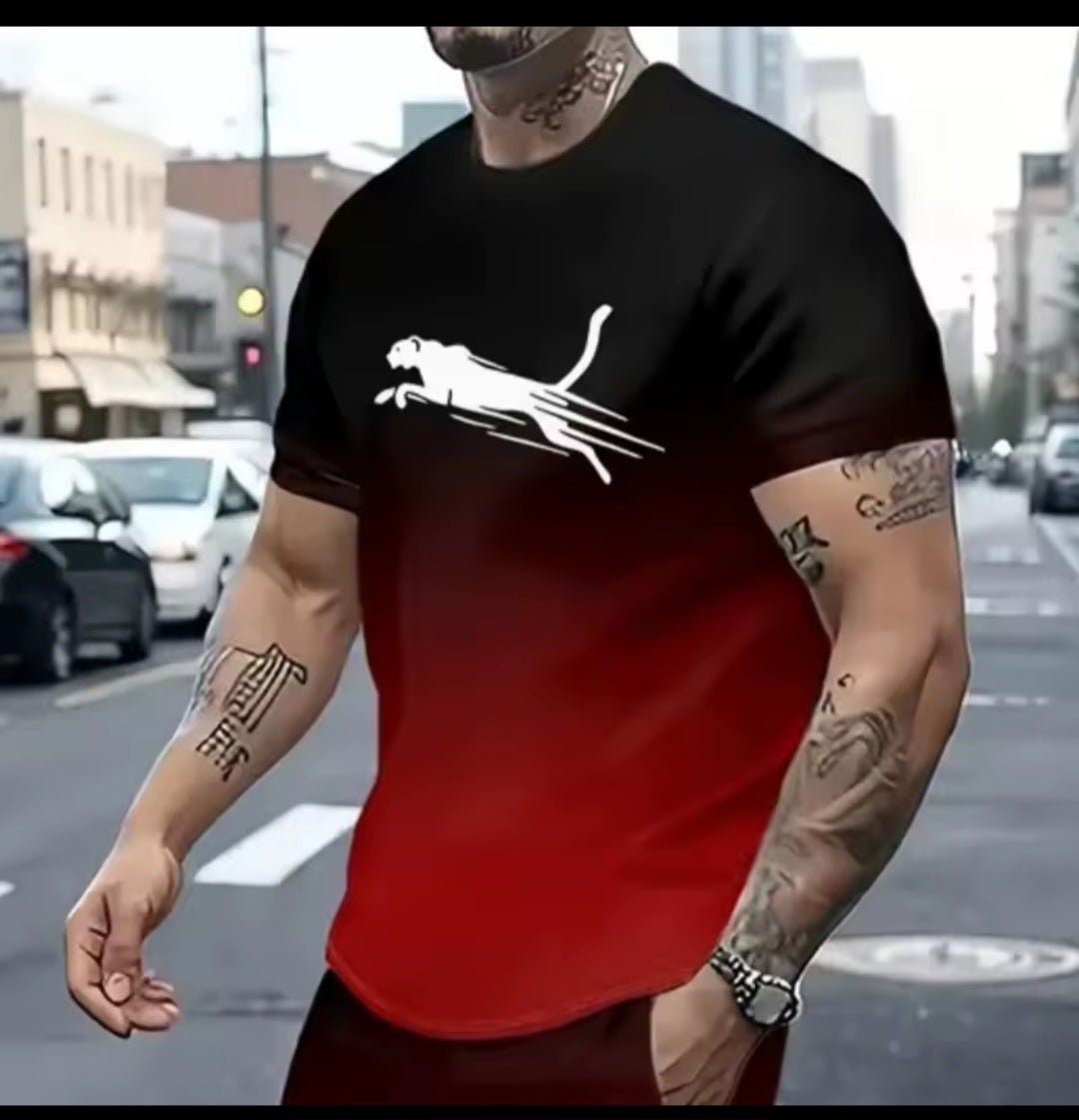 Men's 3D Animal Print Oversized Street Tee - GLITCH - BELLE