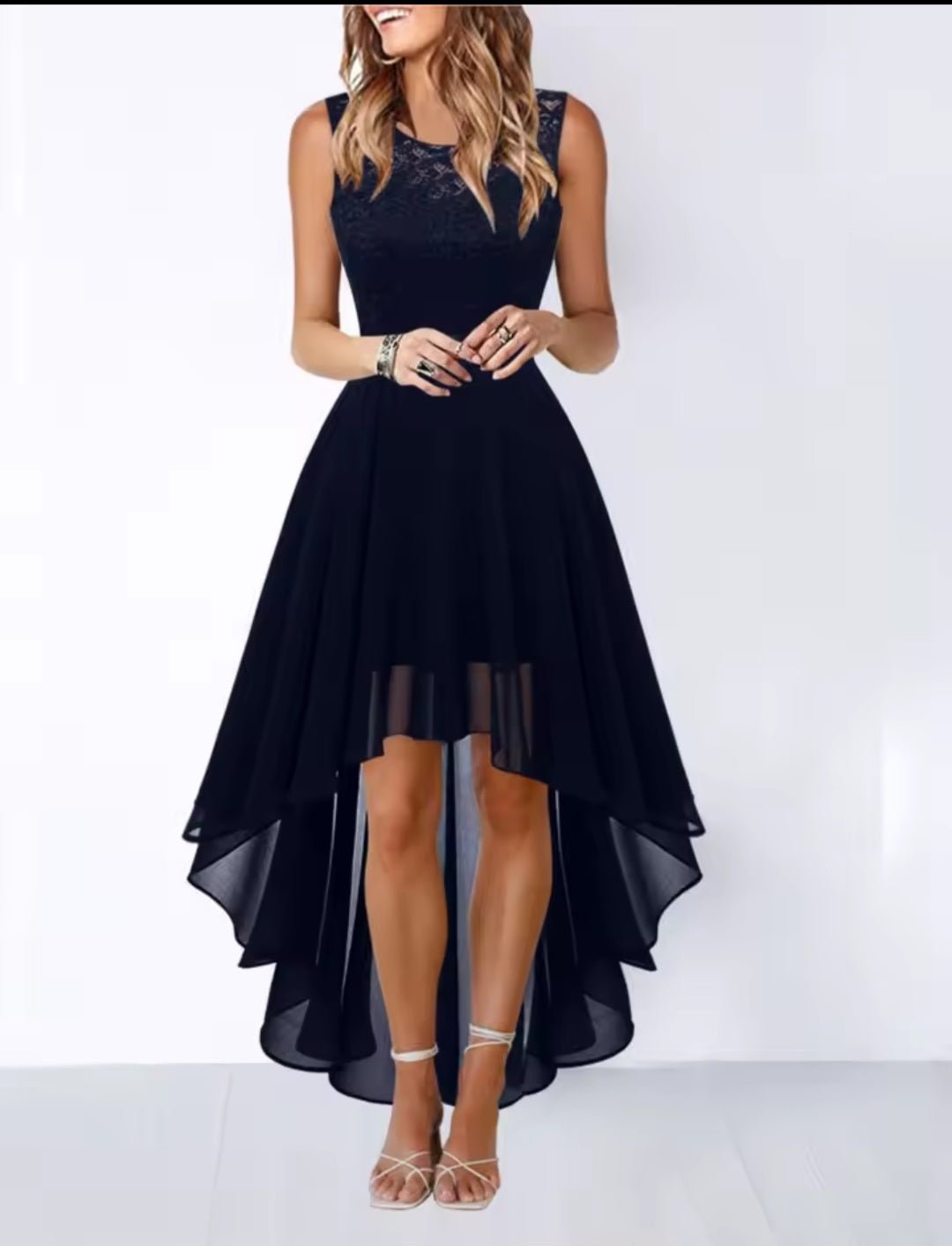 Elegant High - Waisted Chiffon High - Low Dress - Wedding Guest Formal - GLITCH - BELLE