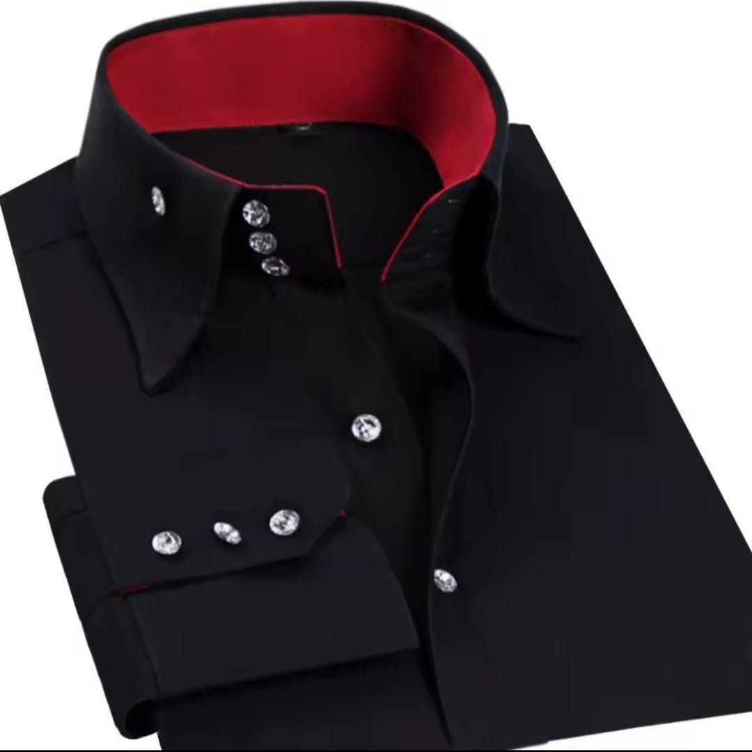 Men's Button - Down Dress Shirt Slim Fit | Formal Business Long Sleeve - GLITCH - BELLE