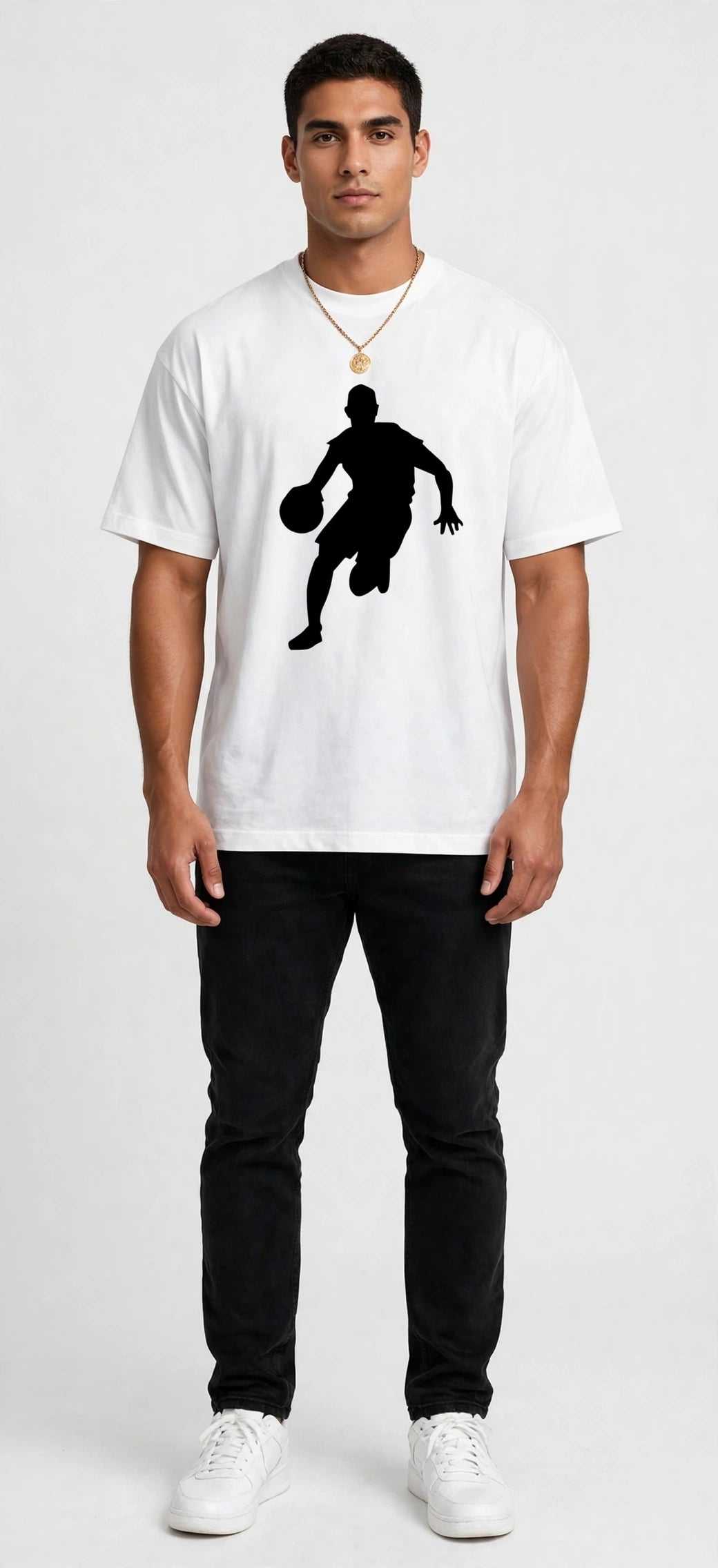 Basketball Print Round Neck Tee – Plus Size