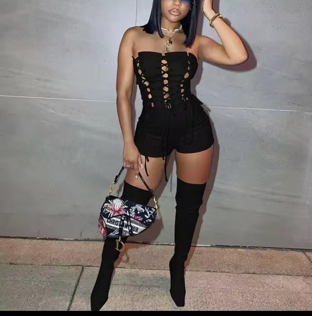 Mesh Bodycon Short Jumpsuit - GLITCH - BELLE