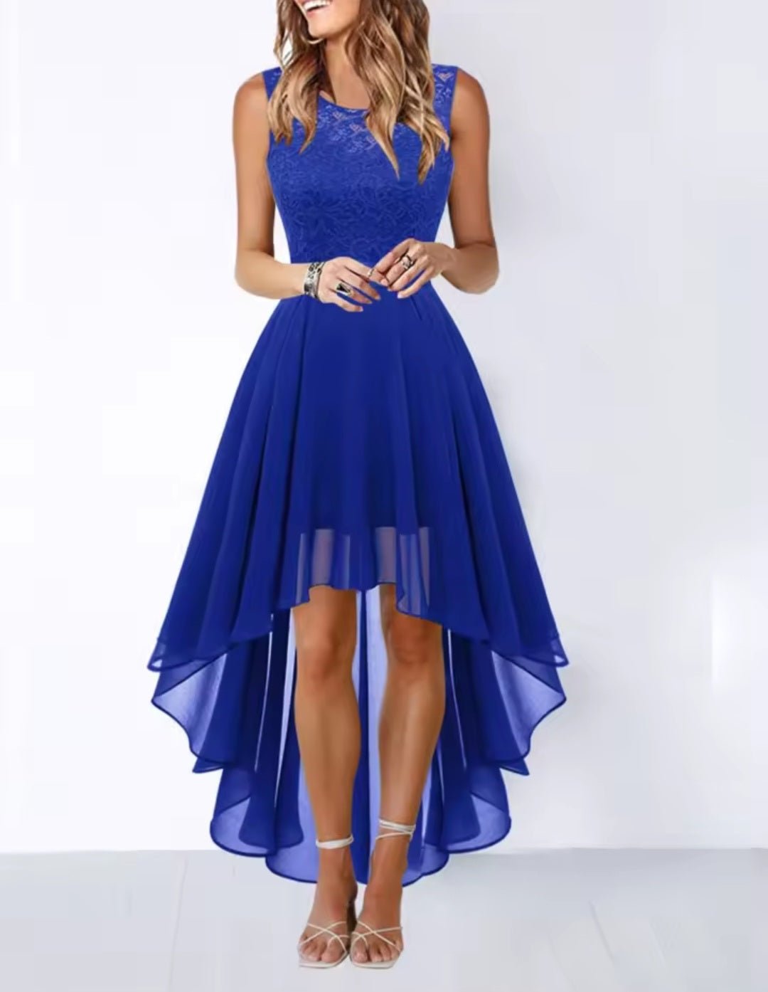 Elegant High - Waisted Chiffon High - Low Dress - Wedding Guest Formal - GLITCH - BELLE