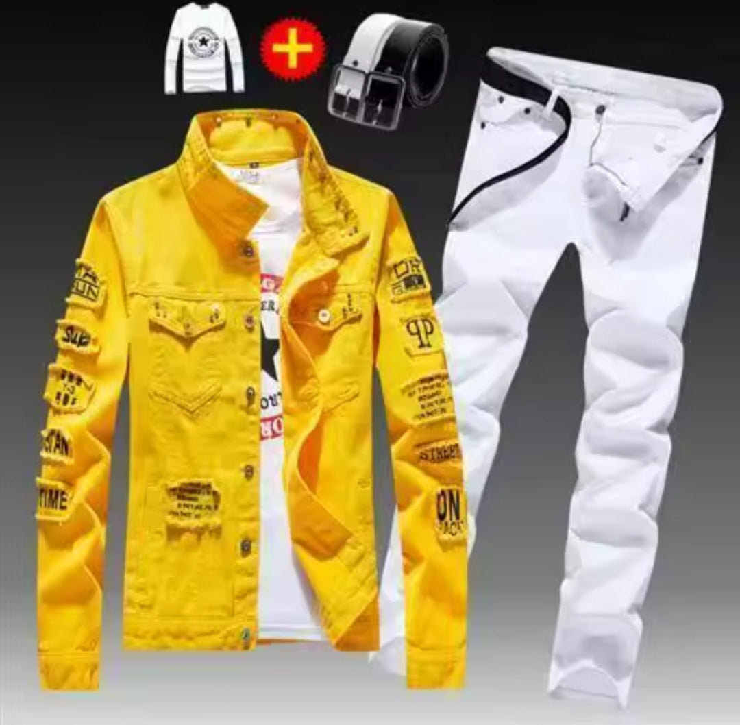 Men's Denim Jacket & Jeans Two-Piece Set | Spring Autumn Fashion Suit