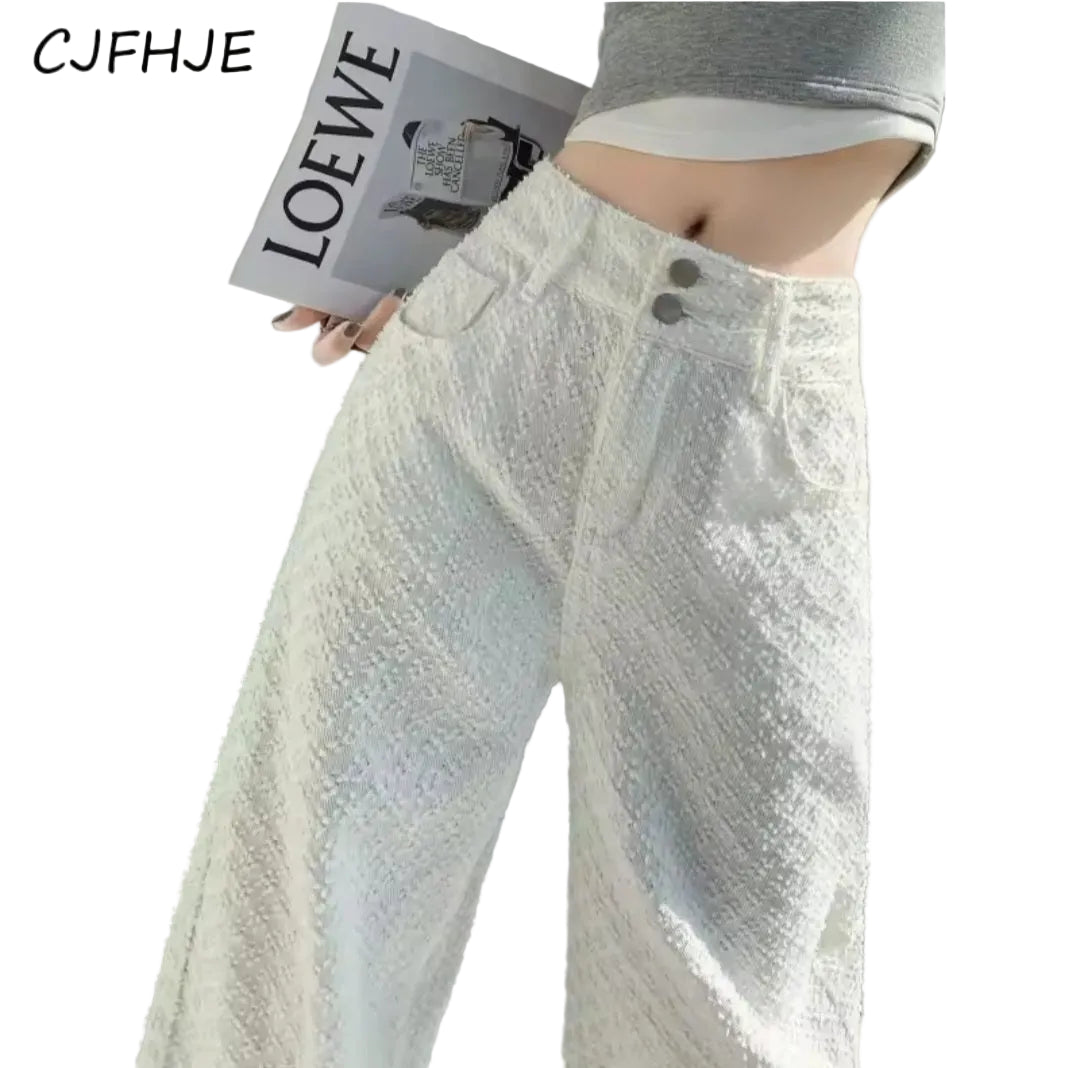 High Waist Straight Wide Leg Jeans – Korean Classic Full Length Denim Pants