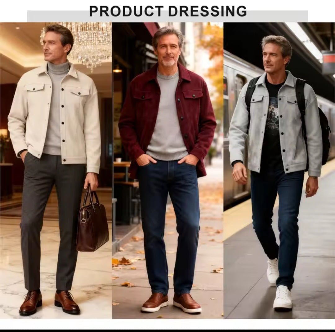 Men's Wool Collar Short Jacket – Business Casual Cardigan with Chest Pocket - GLITCH - BELLE