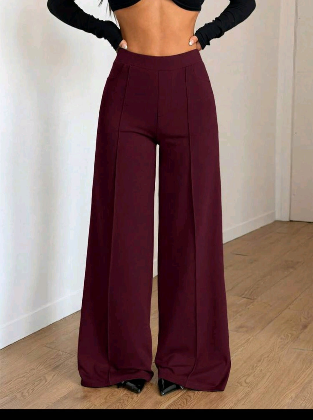 Women's High-Waist Wide Leg Pants – Elastic Waist, Real Pockets, Quiet Luxury
