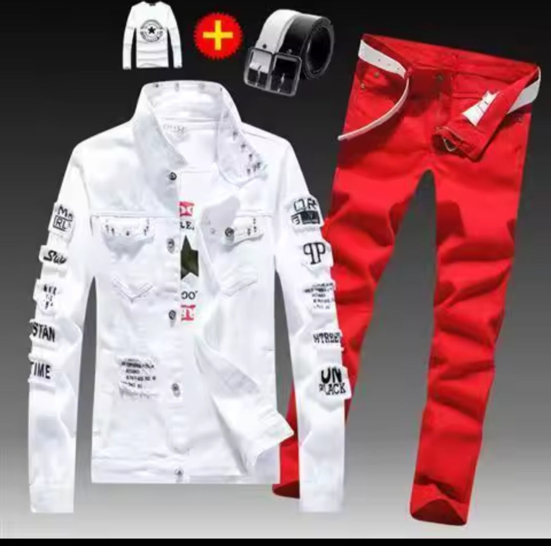 Men's Denim Jacket & Jeans Two-Piece Set | Spring Autumn Fashion Suit