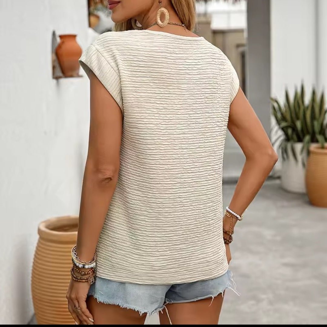 Women's Casual Loose Blouse – Asymmetric Neckline Oversized Summer Top - GLITCH - BELLE