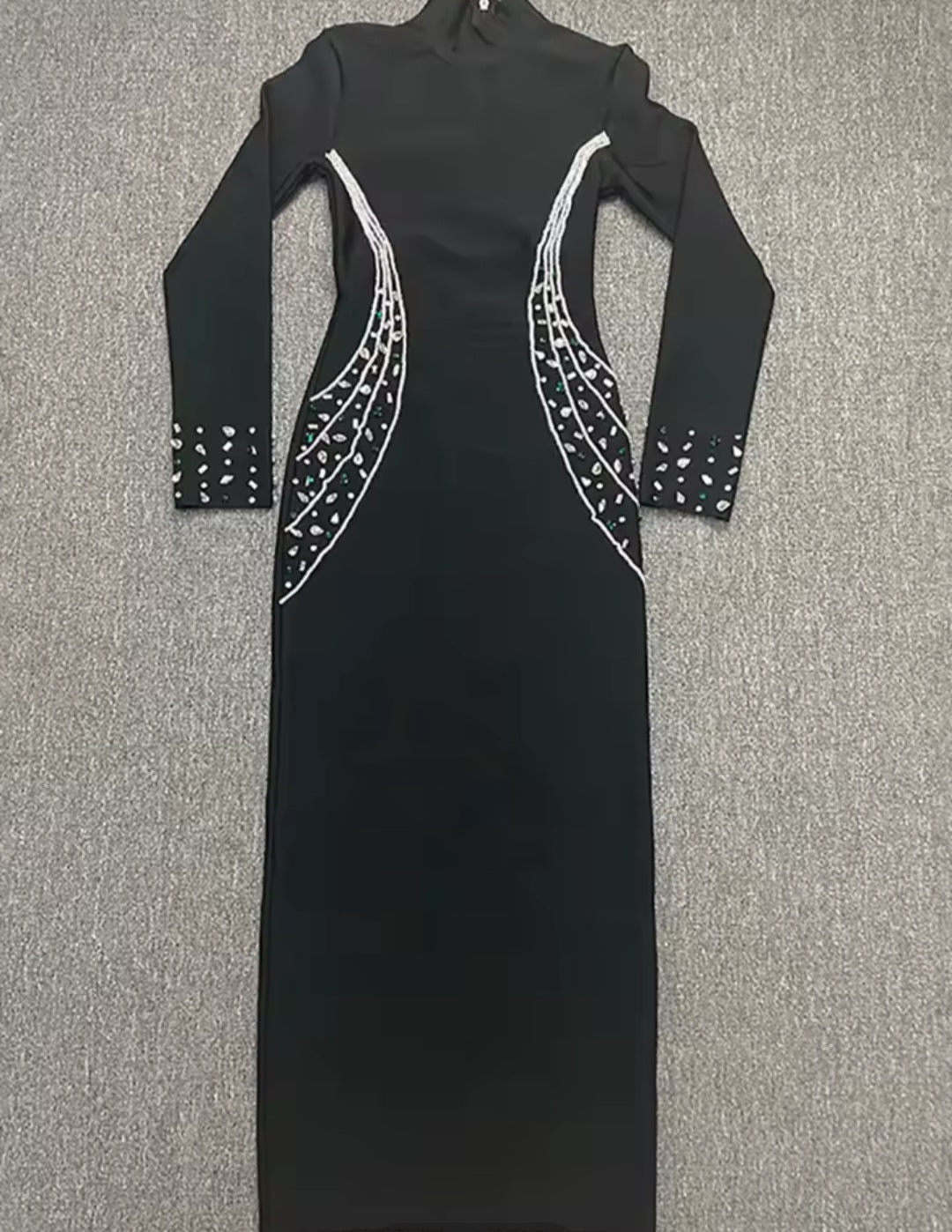 Women's Turtleneck Diamond Crystal Bandage Gown - GLITCH - BELLE