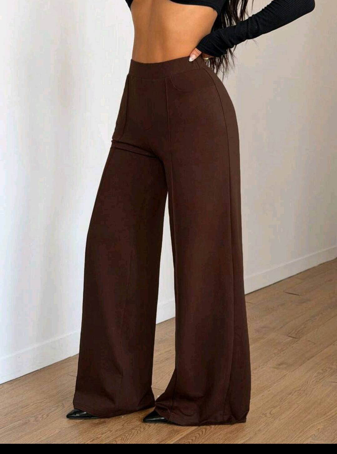 Women's High-Waist Wide Leg Pants – Elastic Waist, Real Pockets, Quiet Luxury
