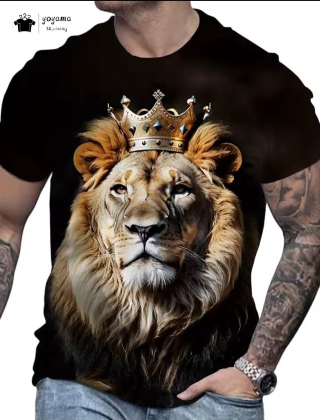 Vintage Tiger Graphic T-Shirt – Men's Oversized Short Sleeve Tee - GLITCH - BELLE