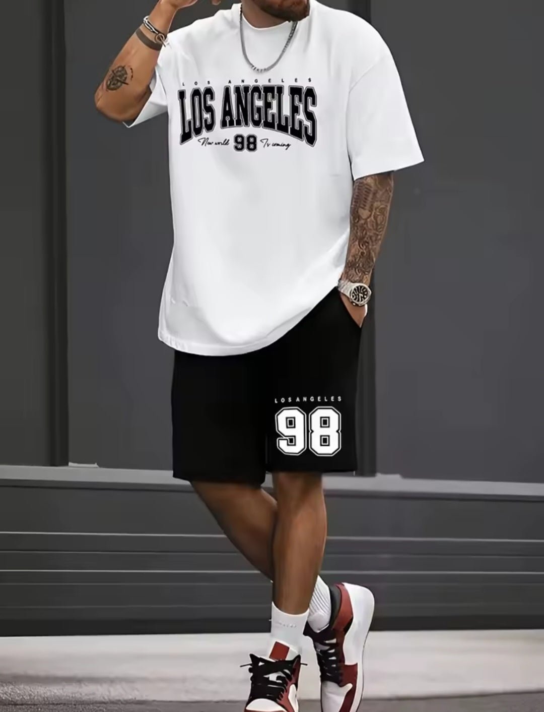Chicago 32 Men's Relaxed Two - Piece Set – T-Shirt & Shorts - GLITCH - BELLE