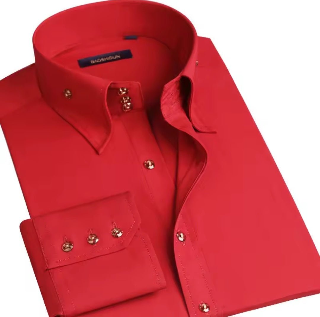 Men's Button - Down Dress Shirt Slim Fit | Formal Business Long Sleeve - GLITCH - BELLE
