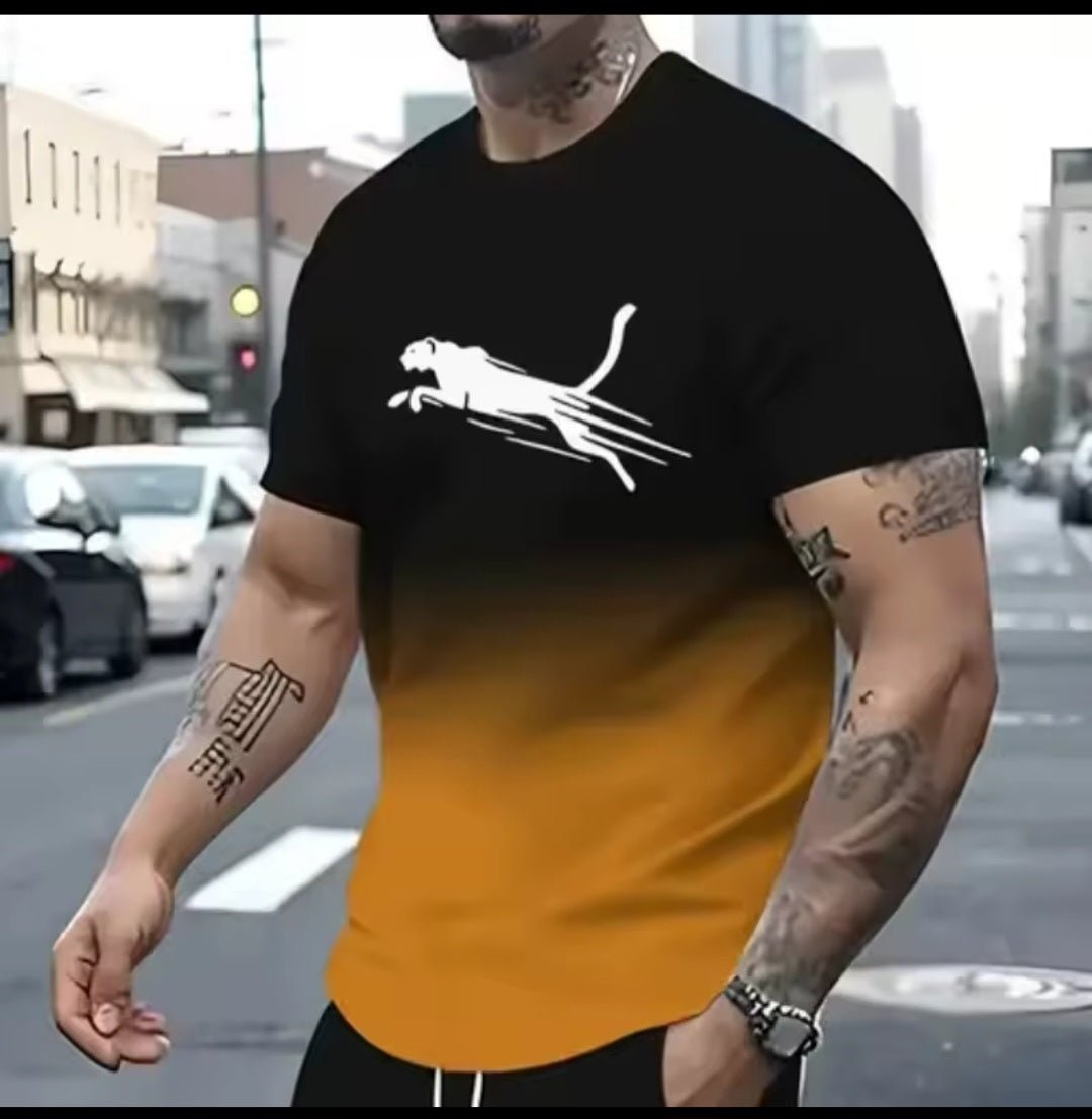 Men's 3D Animal Print Oversized Street Tee - GLITCH - BELLE