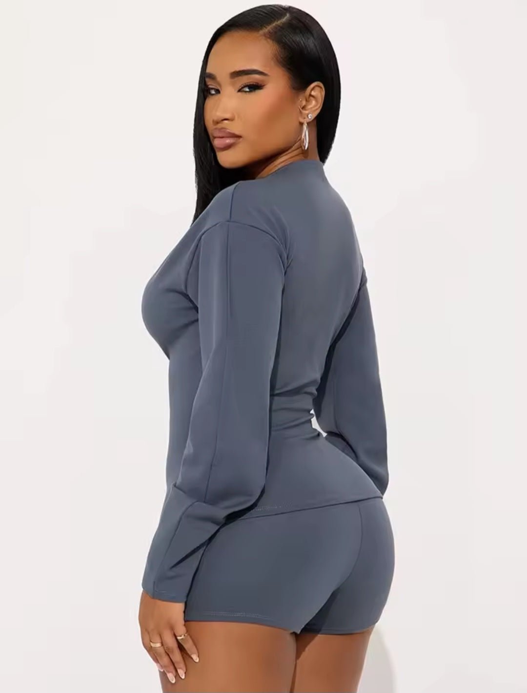 Women's 2 - Piece Crop Jacket & Bike Shorts Set - GLITCH - BELLE