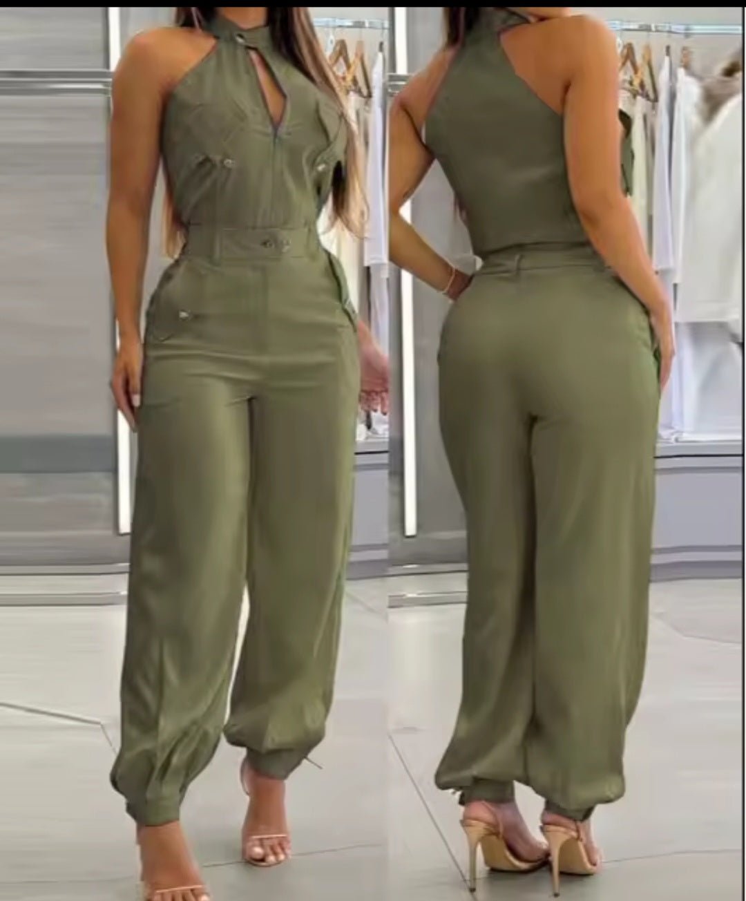 2025 Summer Women's Sleeveless Slim Fit Top & Wide - Leg Work Pants 2 - Piece Suit - GLITCH - BELLE