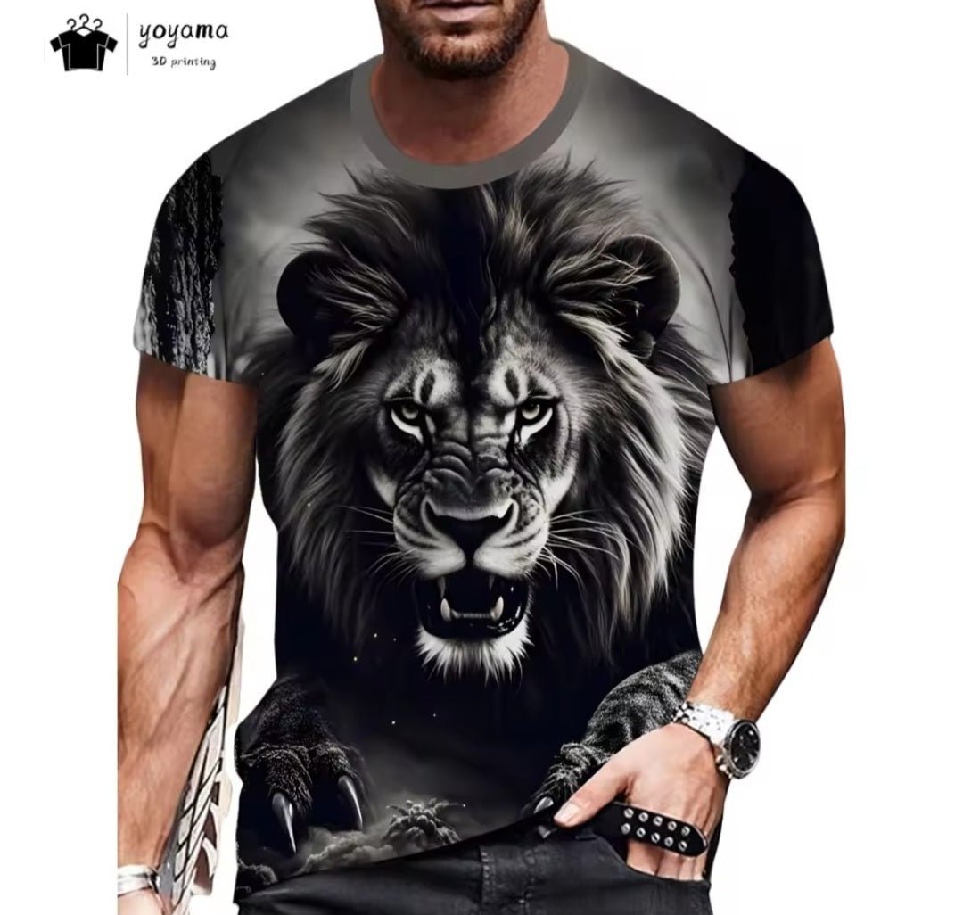 Vintage Tiger Graphic T-Shirt – Men's Oversized Short Sleeve Tee - GLITCH - BELLE