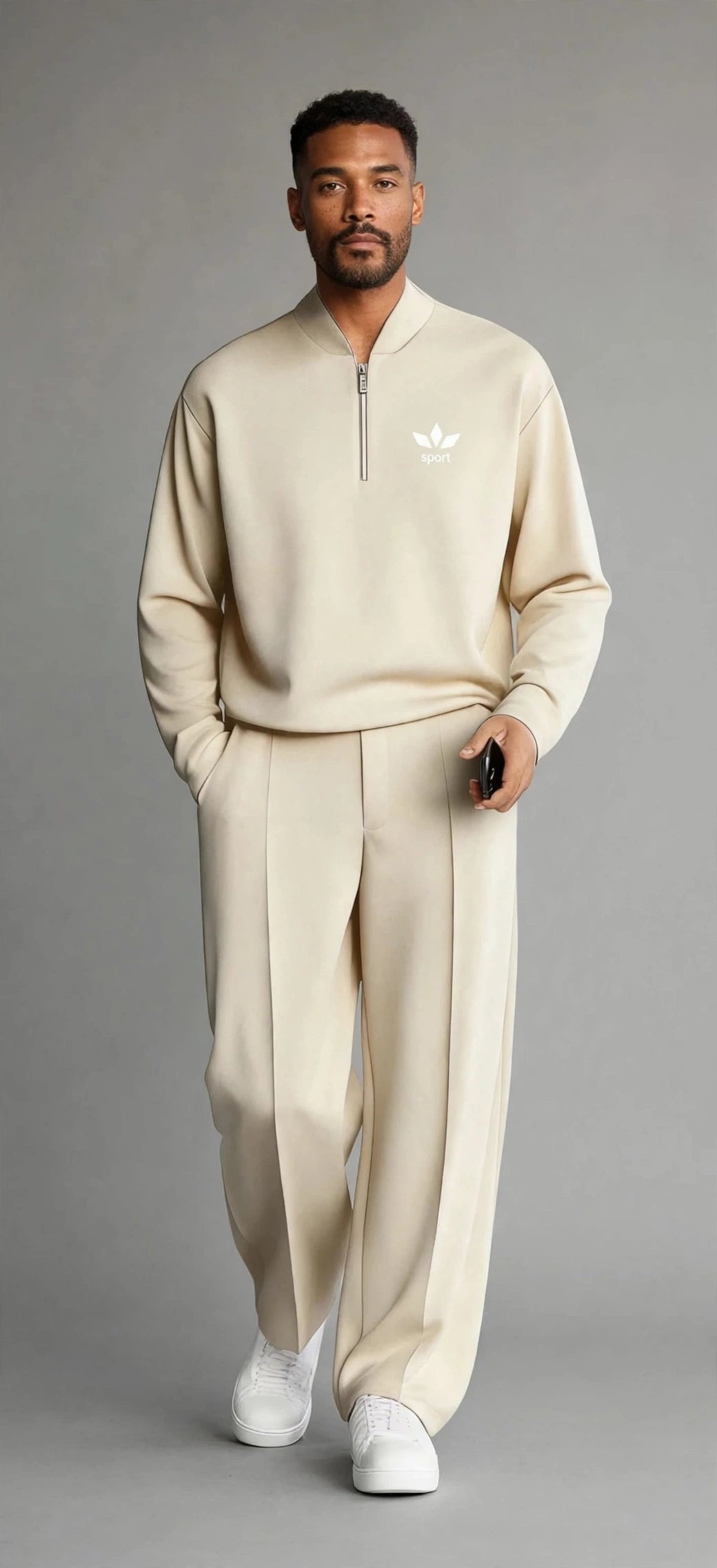 Men's 2-Piece Baseball Collar Jumpsuit Set – Breathable Casual Outfit