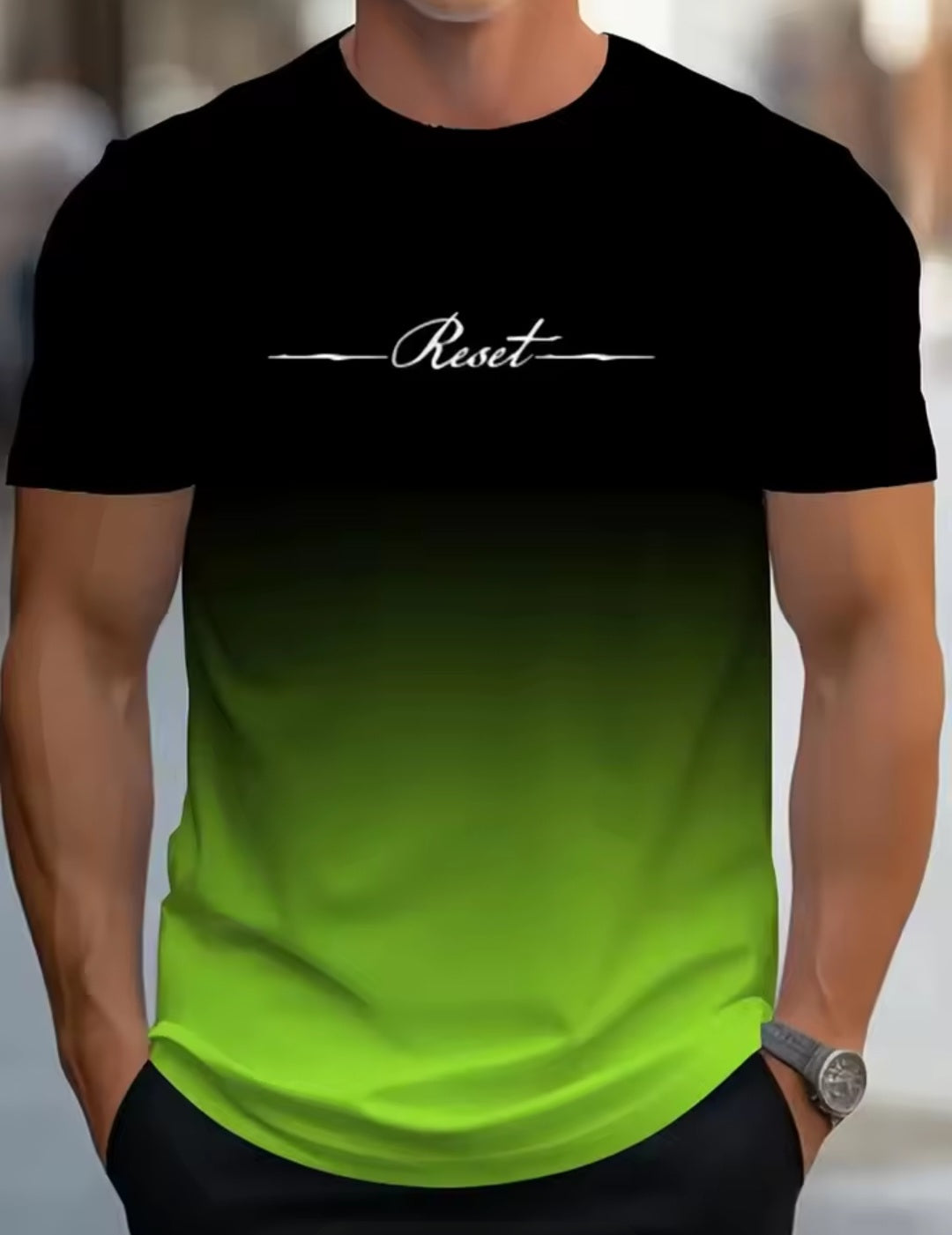 Men's Gradient Reset Letter T-Shirt