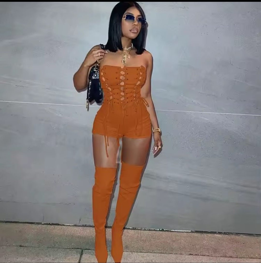 Mesh Bodycon Short Jumpsuit - GLITCH - BELLE