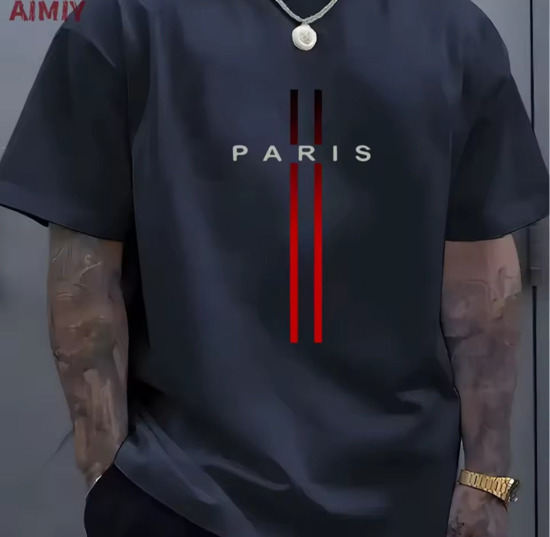 PARIS Stripe Oversized Tee