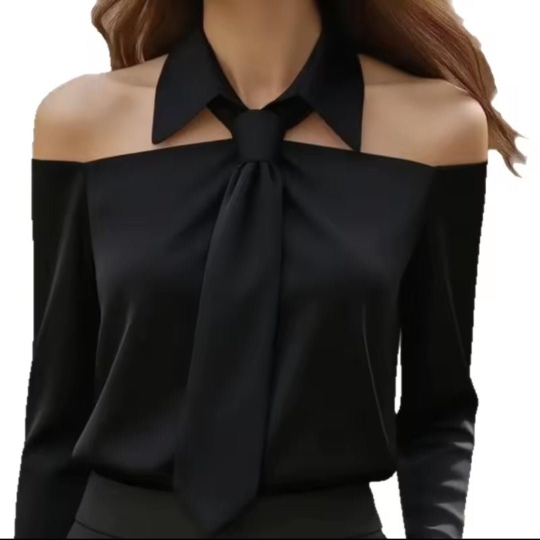 Halter Neck Tie Sleeveless Blouse – Women's Lapel Camisole Tank Top - GLITCH - BELLE