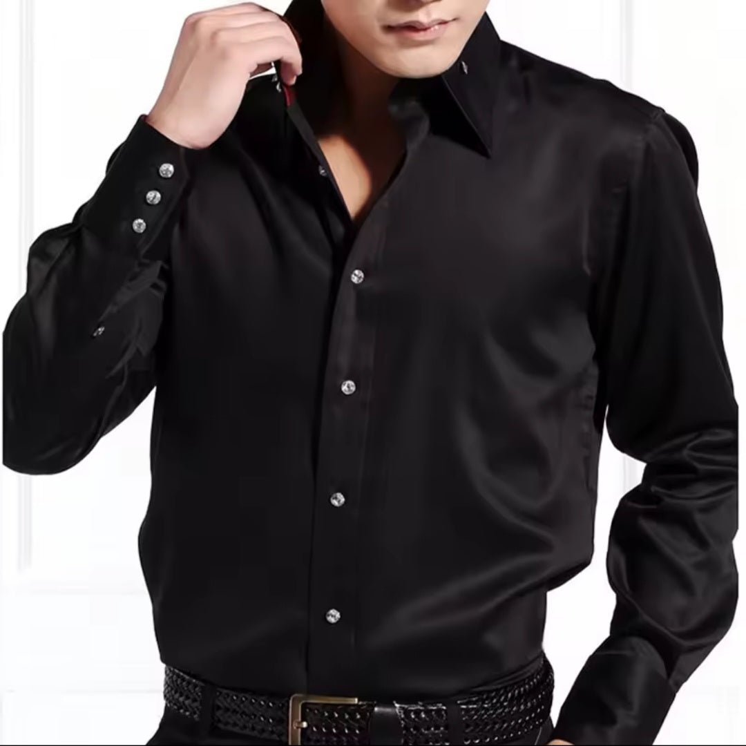 Men's Button - Down Dress Shirt Slim Fit | Formal Business Long Sleeve - GLITCH - BELLE