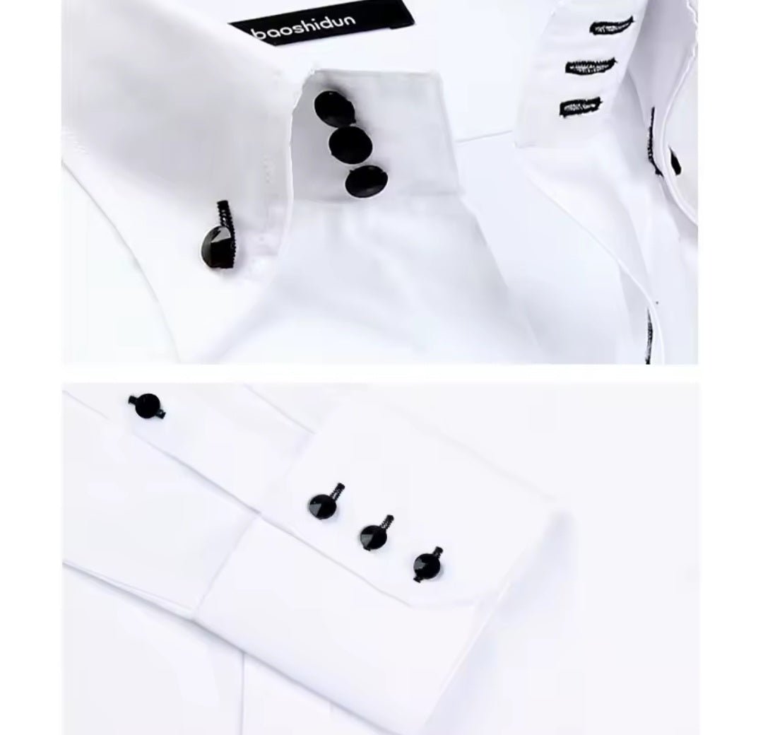Men's Button - Down Dress Shirt Slim Fit | Formal Business Long Sleeve - GLITCH - BELLE